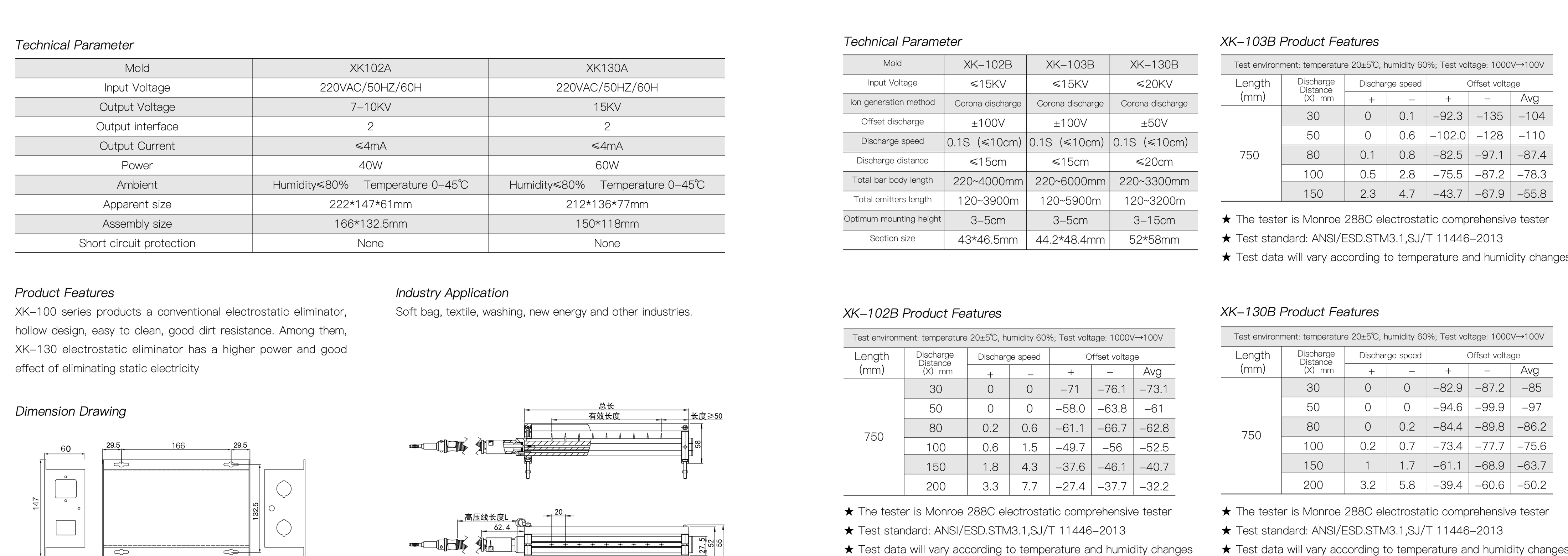 XK100 catalog dimension drawing and performance table